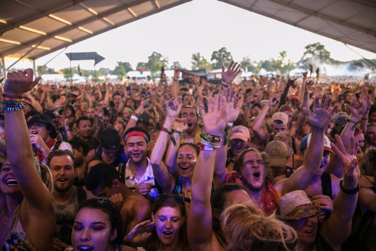 excited crowd at outdoor event